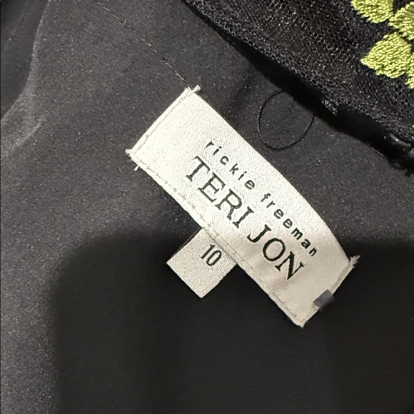 Teri Jon Black Dress with Colorful Floral Embroidery - Picture 6 of 11